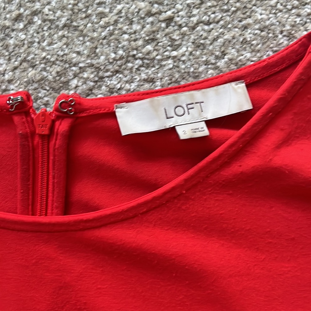 Loft Red Ruffle Dress 2 - Picture 2 of 2